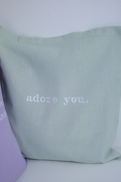 Harry Styles pastel embroidered tote bag with lyrics, TPWK Golden Adore You Fine Line